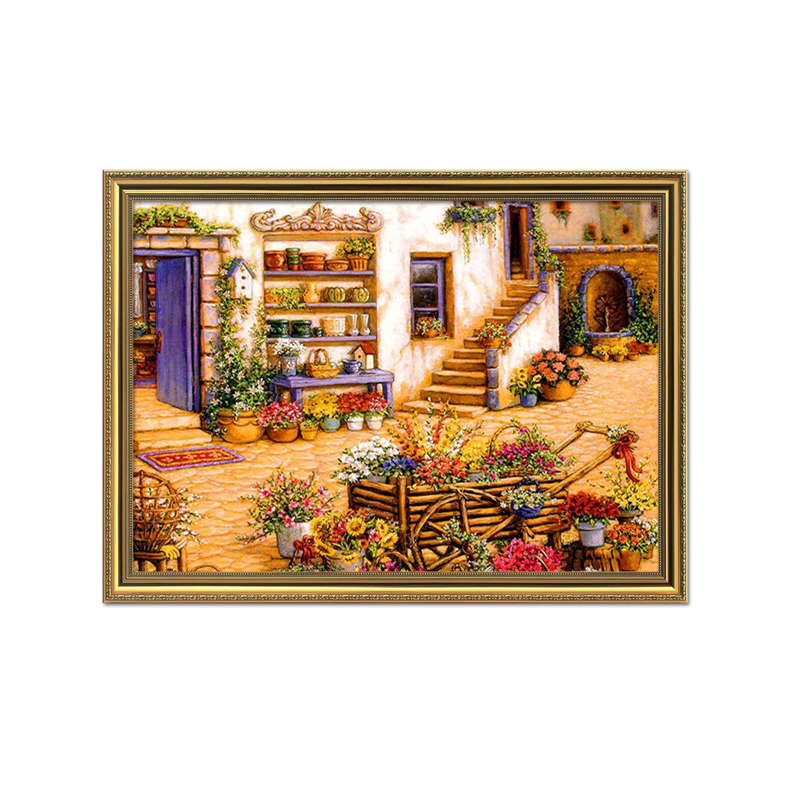 3D Flower House 025 Fake Framed Print Painting Wallpaper AJ Creativity Home
