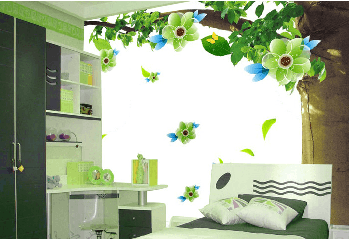 Falling Green Flowers Wallpaper AJ Wallpaper