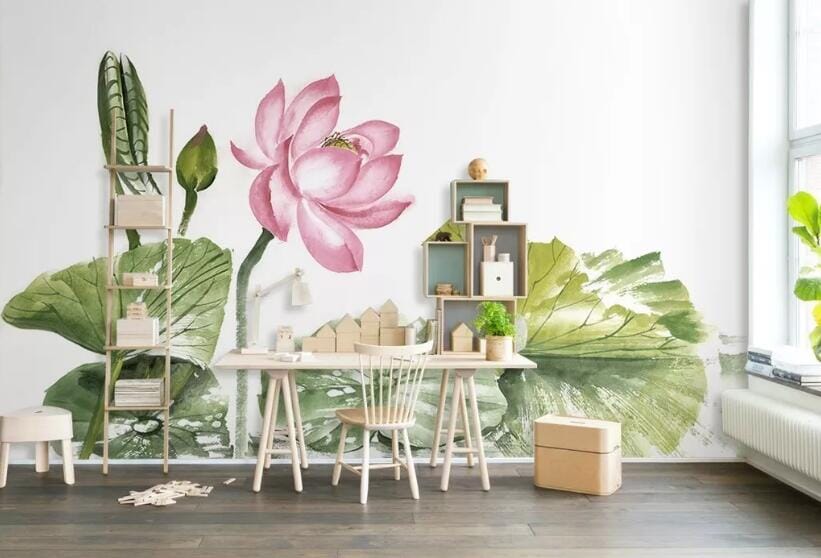 3D Lotus Flower WC104 Wall Murals Wallpaper AJ Wallpaper 2