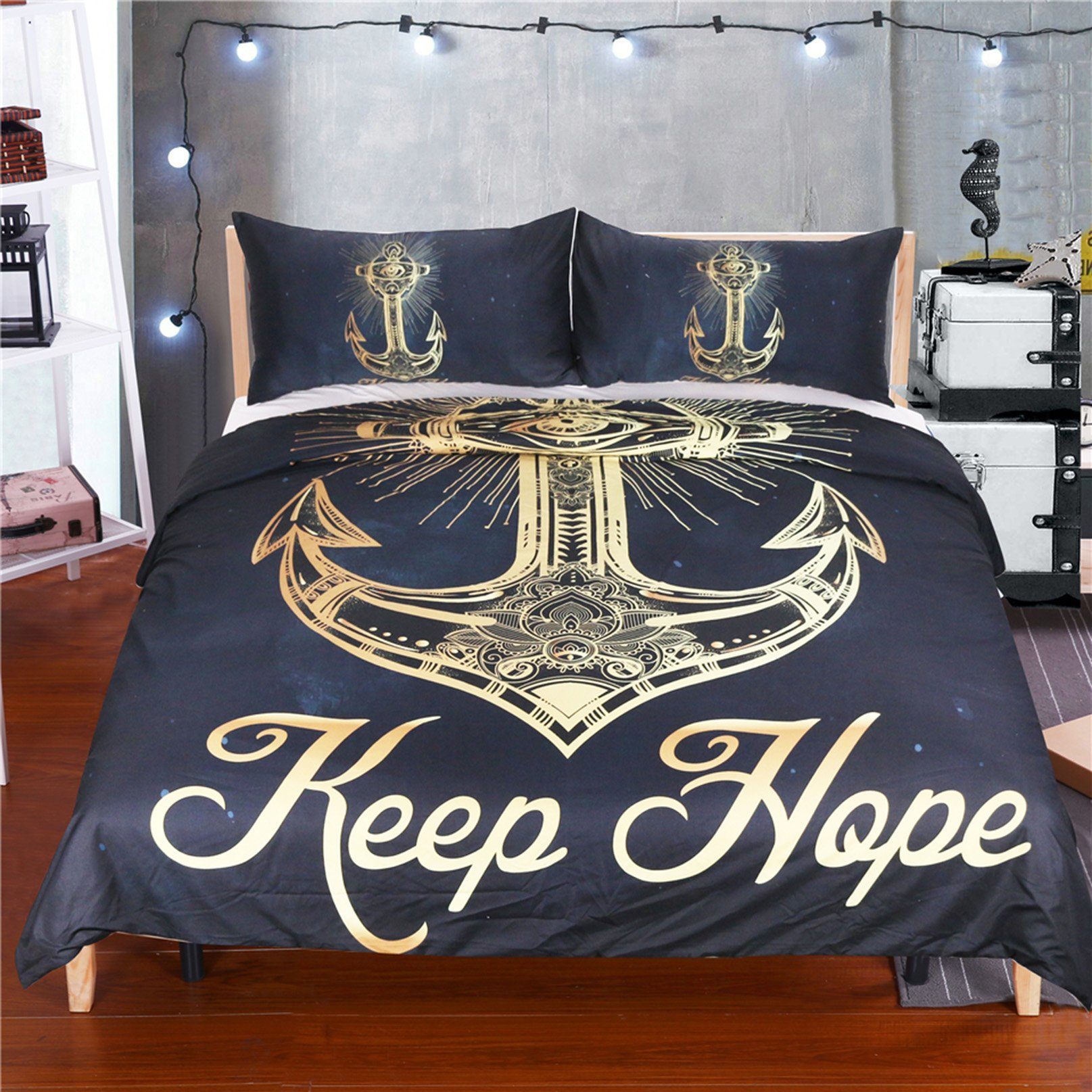 3D Gold Foil Anchor 189 Bed Pillowcases Quilt Wallpaper AJ Wallpaper