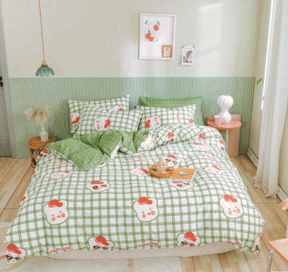 3D Green Lattice Doll 40063 Bed Pillowcases Quilt