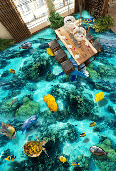3D Clear Waters Floor Mural Wallpaper AJ Wallpaper 2