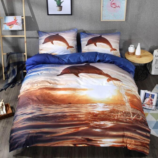 3D Sea Dolphin 5133 Bed Pillowcases Quilt