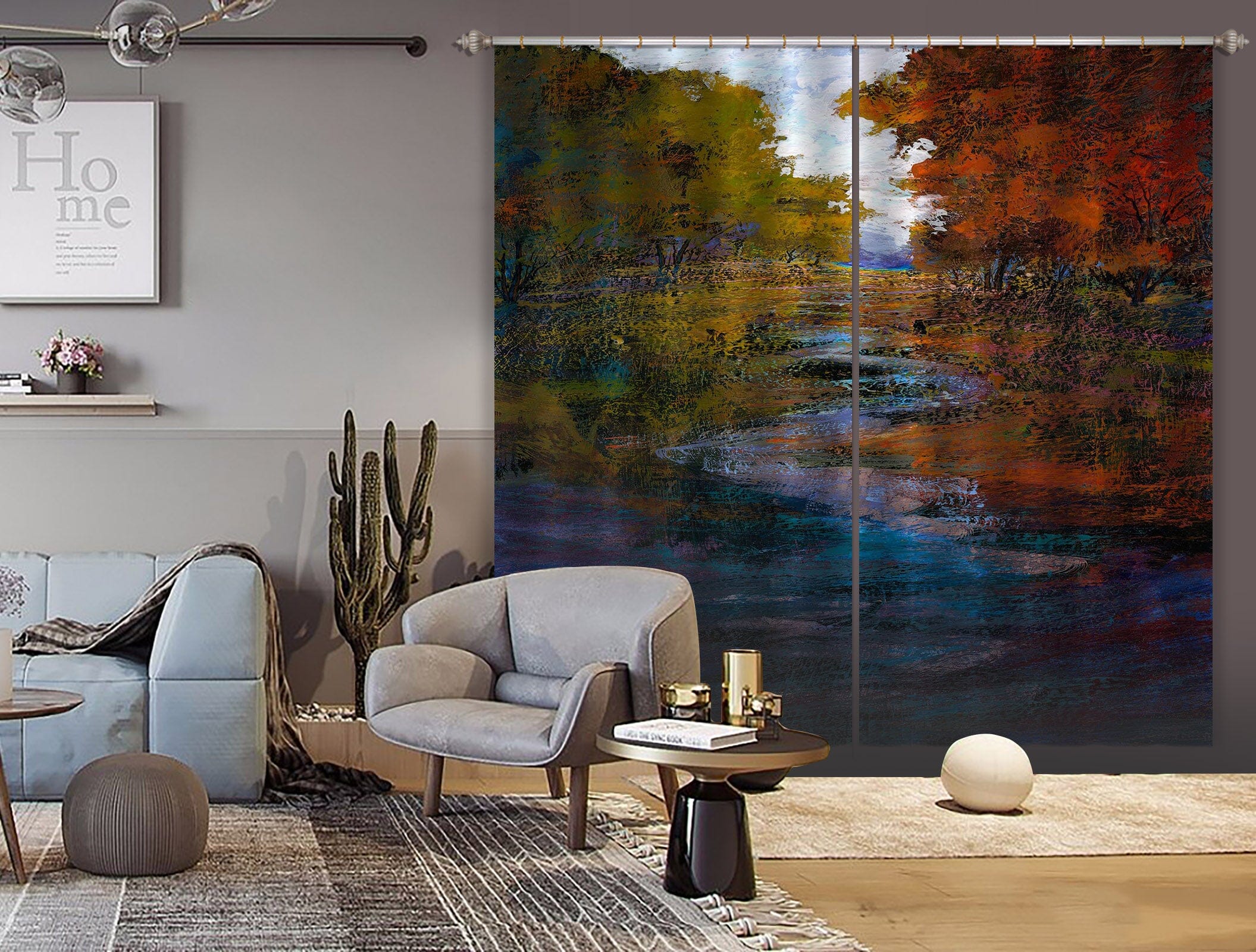 3D Forest River 242 Michael Tienhaara Curtain Curtains Drapes Curtains AJ Creativity Home