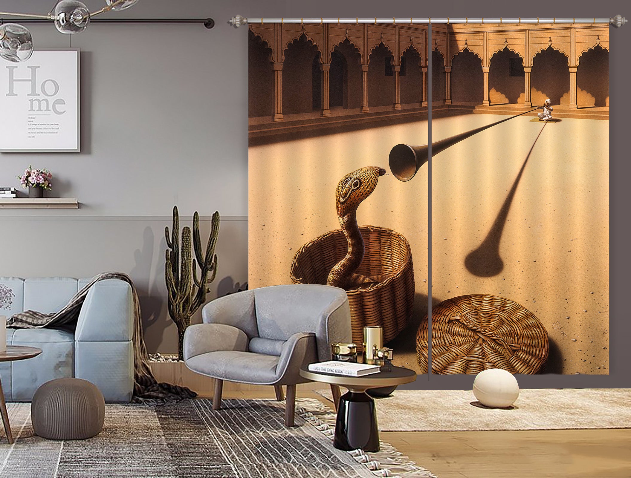 3D Snake Charmer 86096 Jerry LoFaro Curtain Curtains Drapes