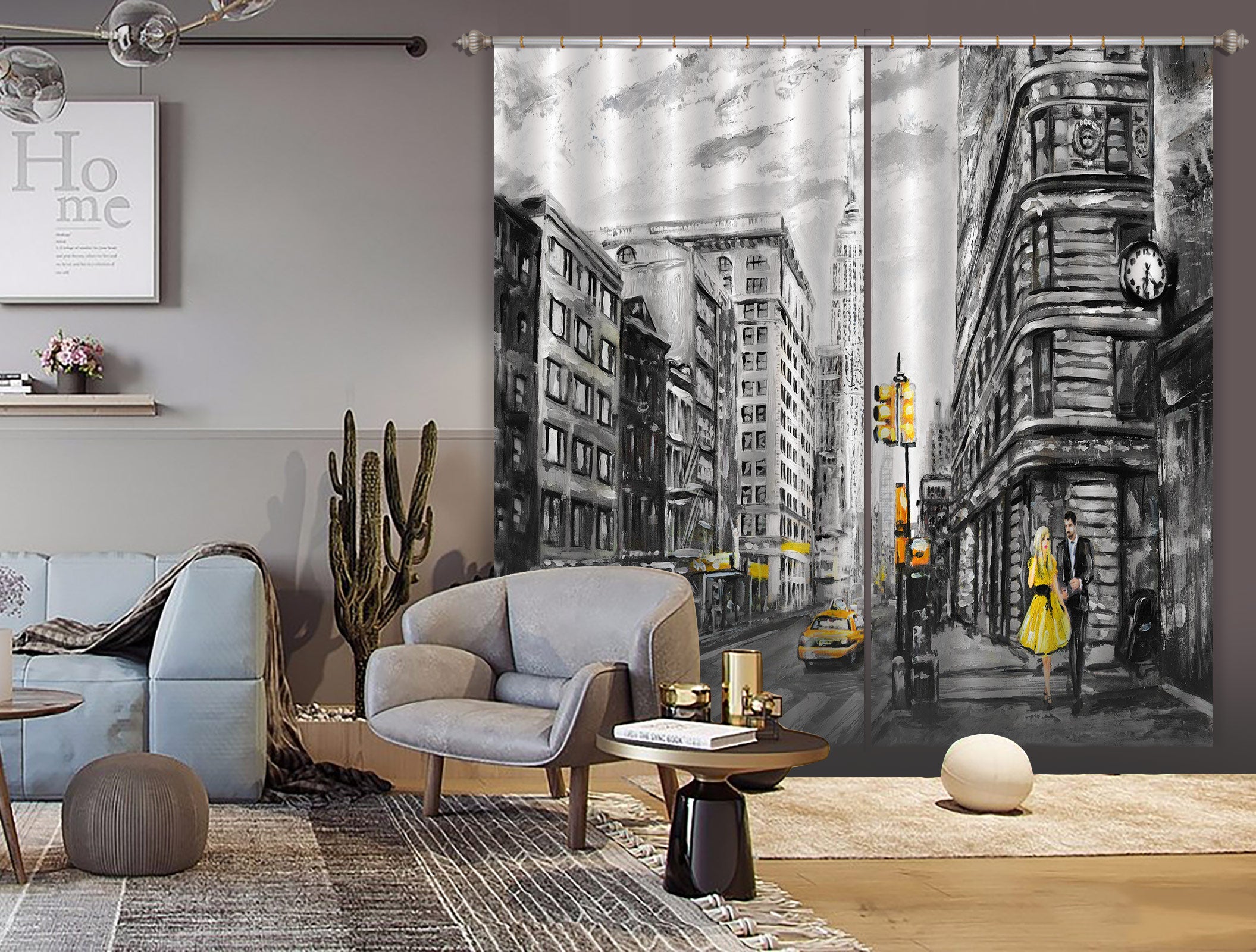 3D Building Taxi 039 Curtains Drapes