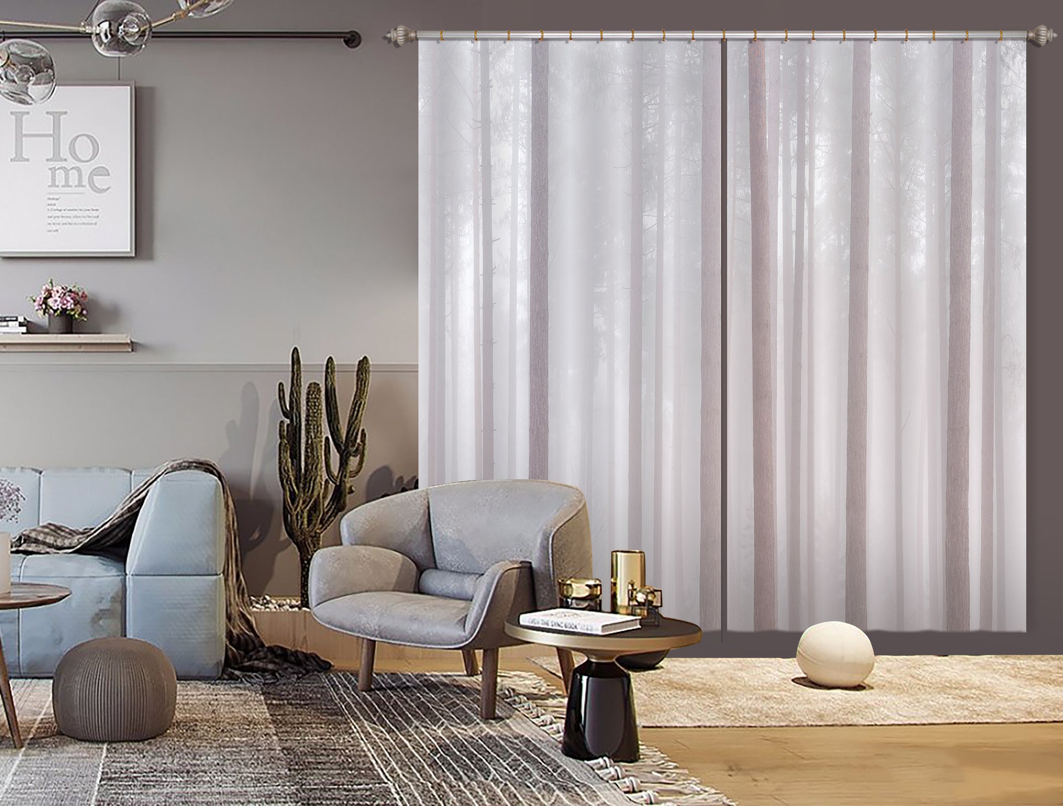 3D Misty Forest 6585 Assaf Frank Curtain Curtains Drapes