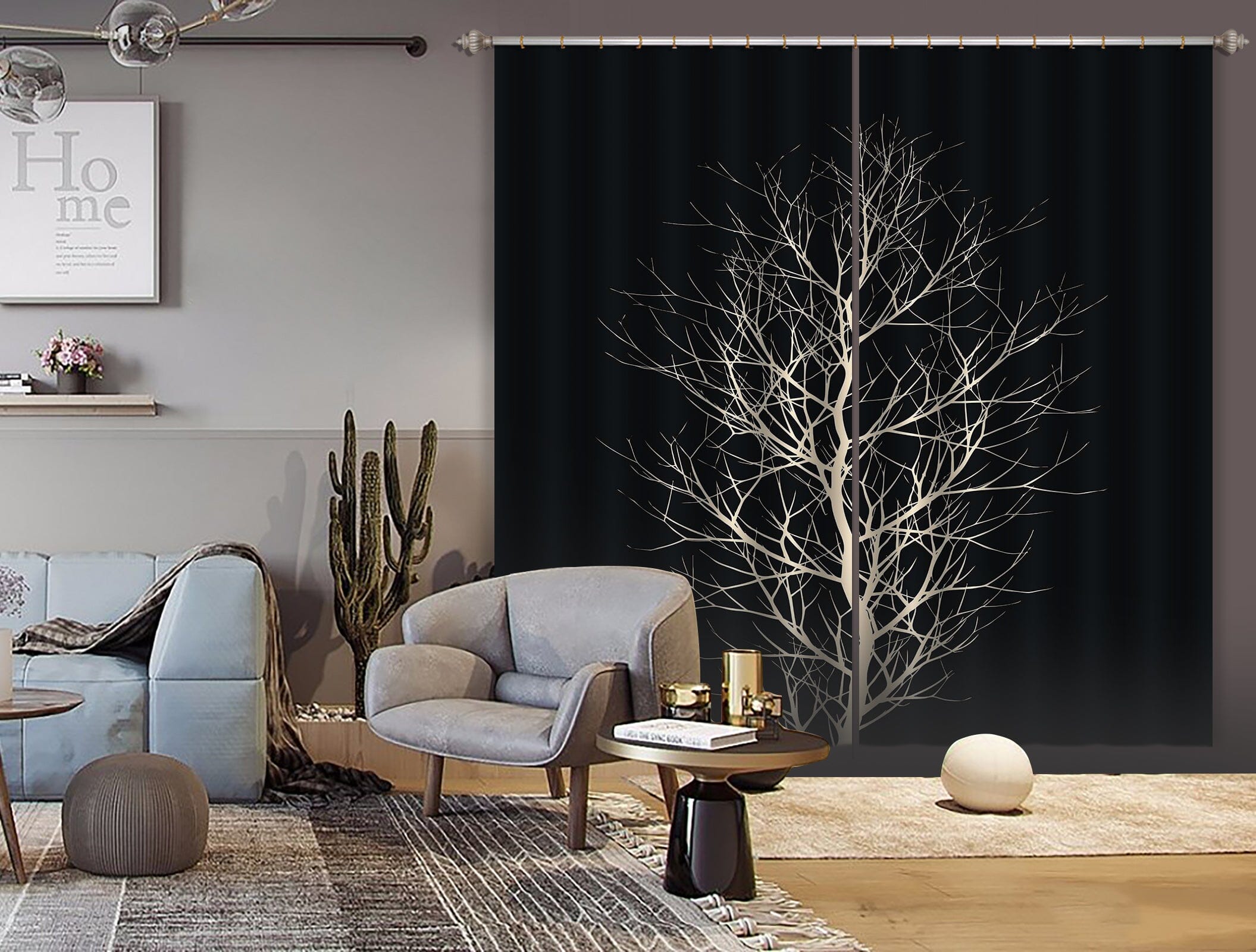 3D The White Tree 062 Boris Draschoff Curtain Curtains Drapes Curtains AJ Creativity Home