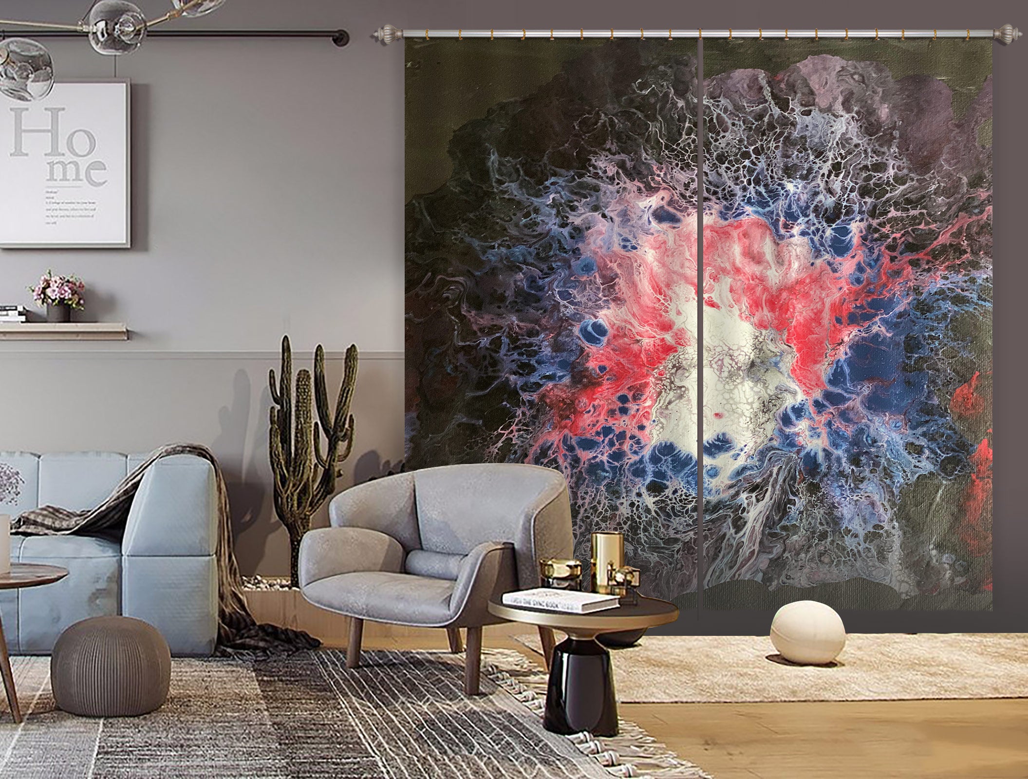 3D Red Blue Black Texture 8153 Valerie Latrice Curtain Curtains Drapes