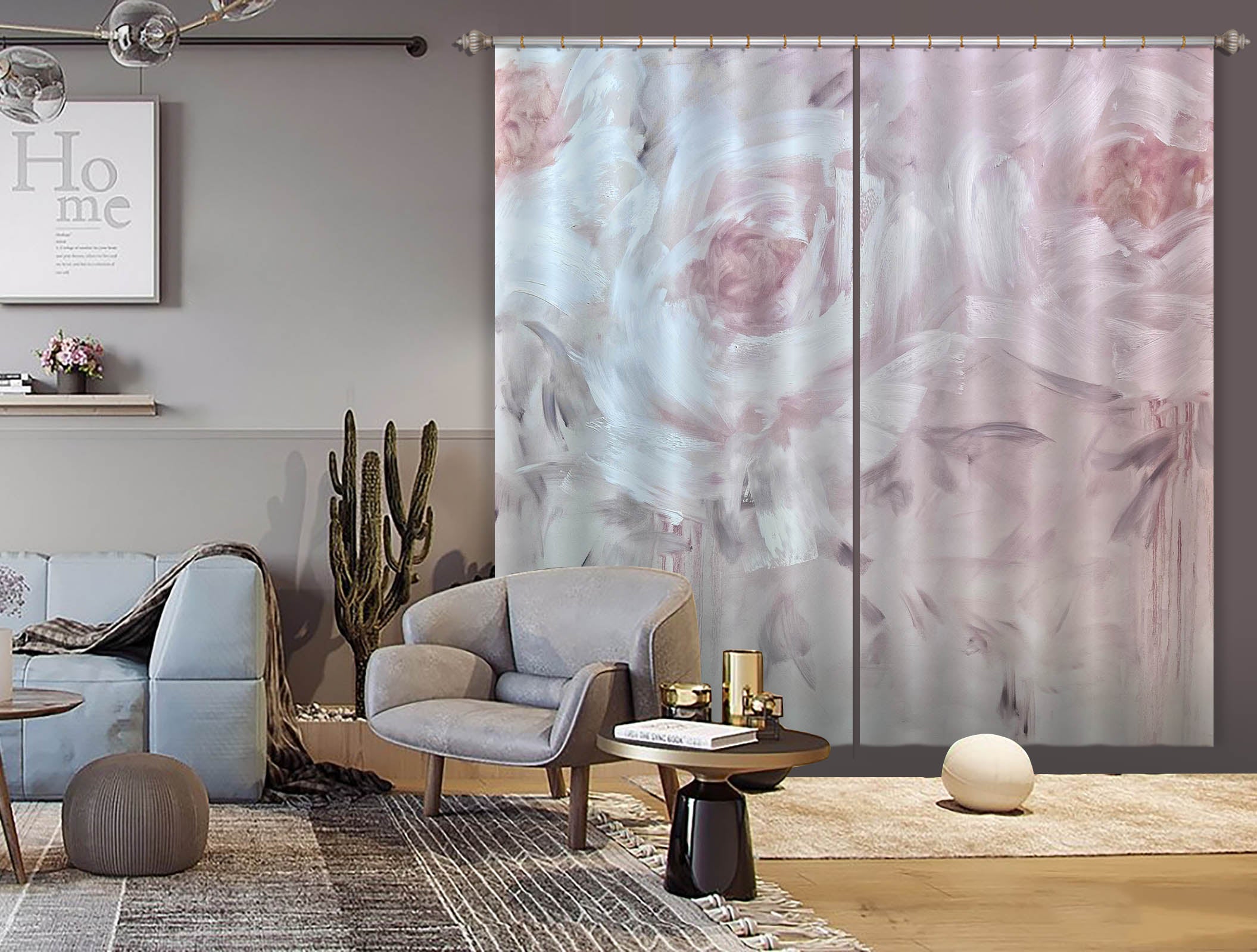 3D Pink Flower 3030 Skromova Marina Curtain Curtains Drapes