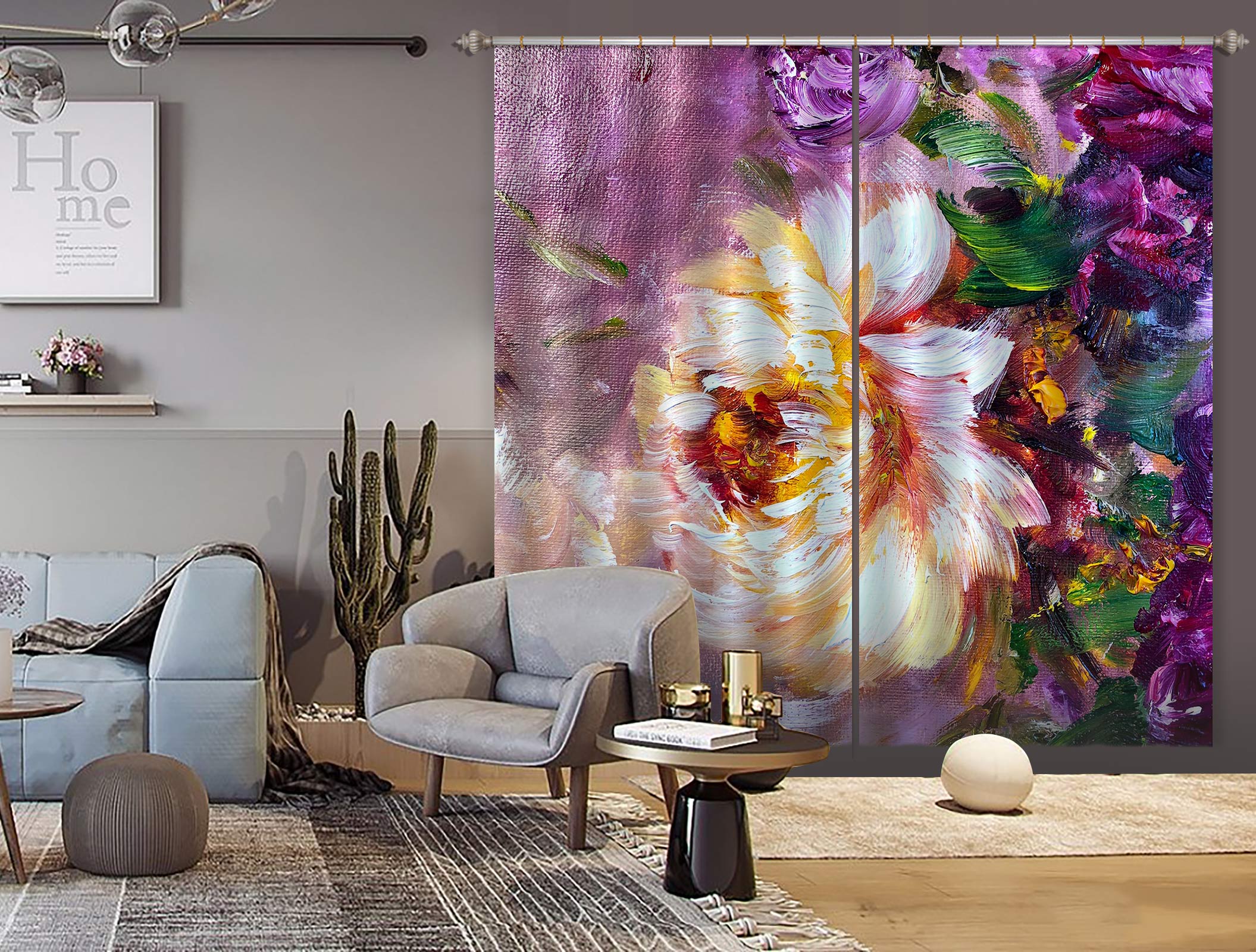 3D Painted Flowers 402 Skromova Marina Curtain Curtains Drapes