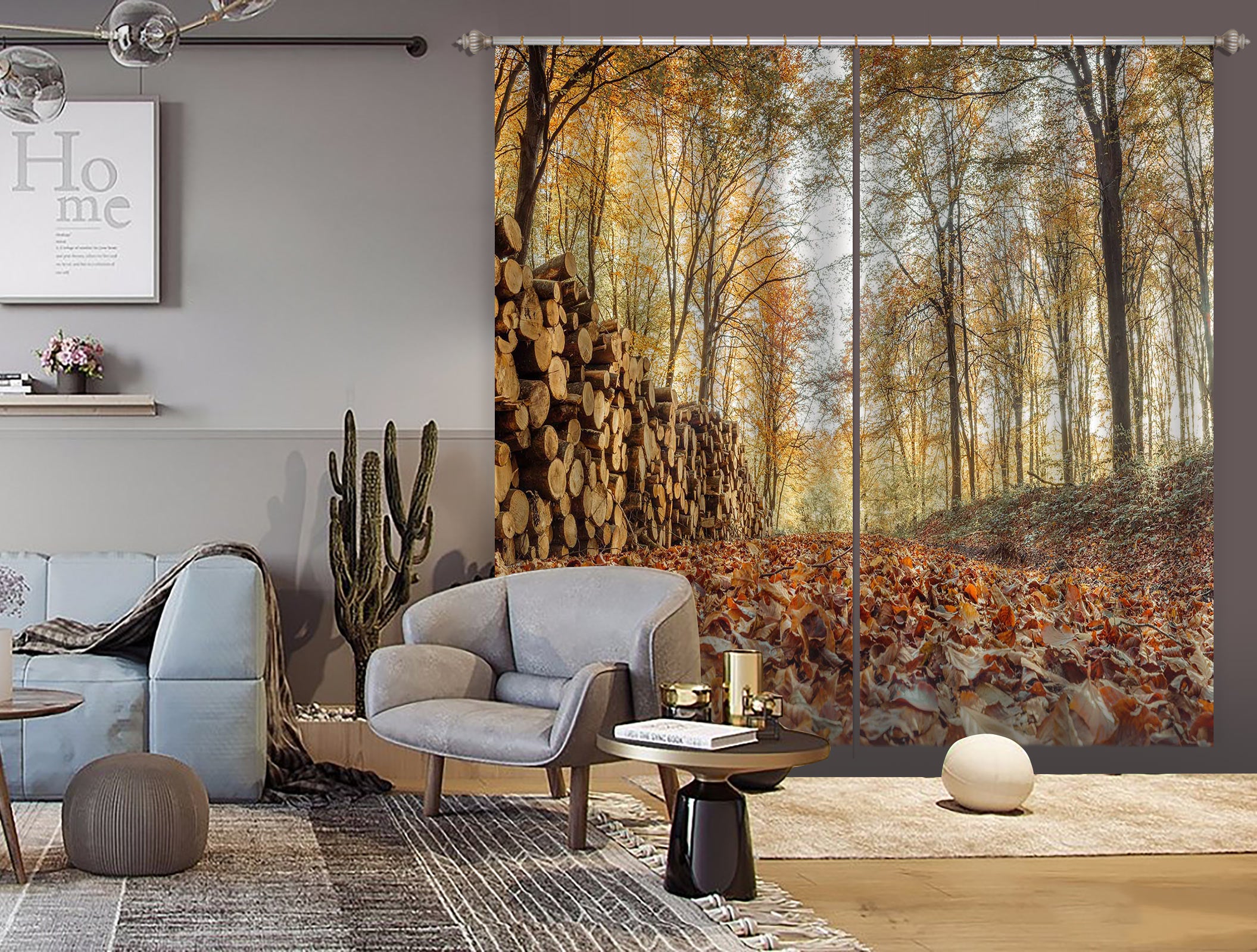 3D Forest Wood 6575 Assaf Frank Curtain Curtains Drapes