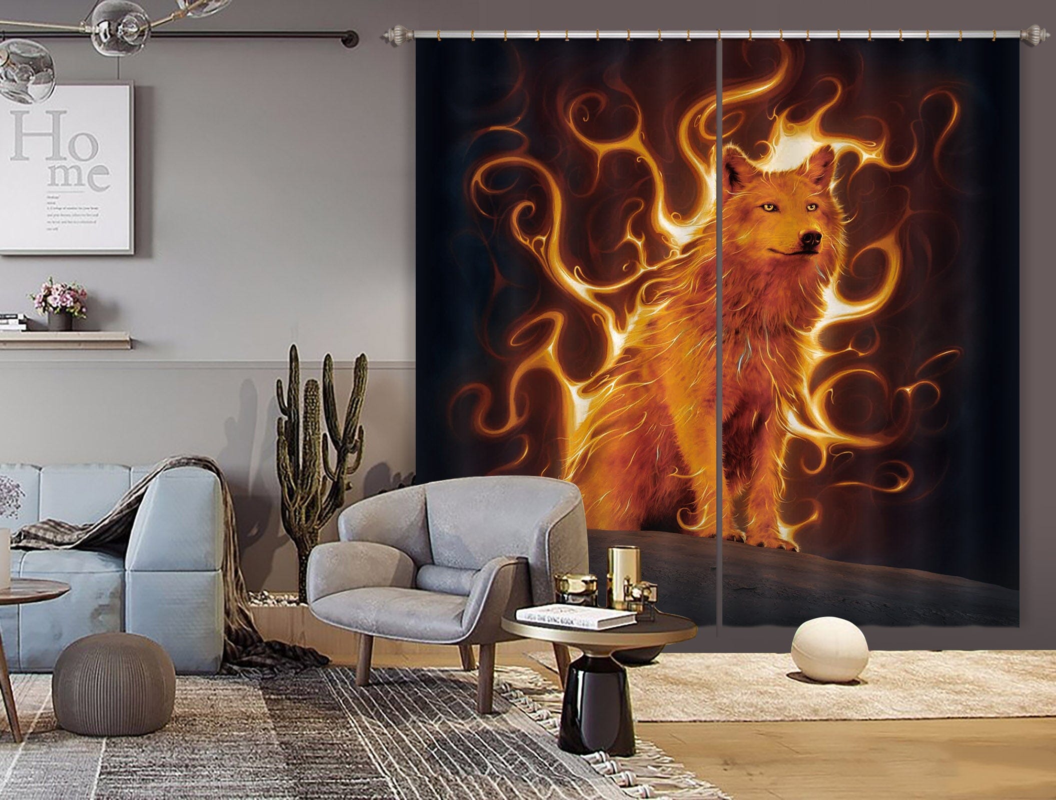3D Phoenix Wolf Def 061 Vincent Hie Curtain Curtains Drapes Curtains AJ Creativity Home