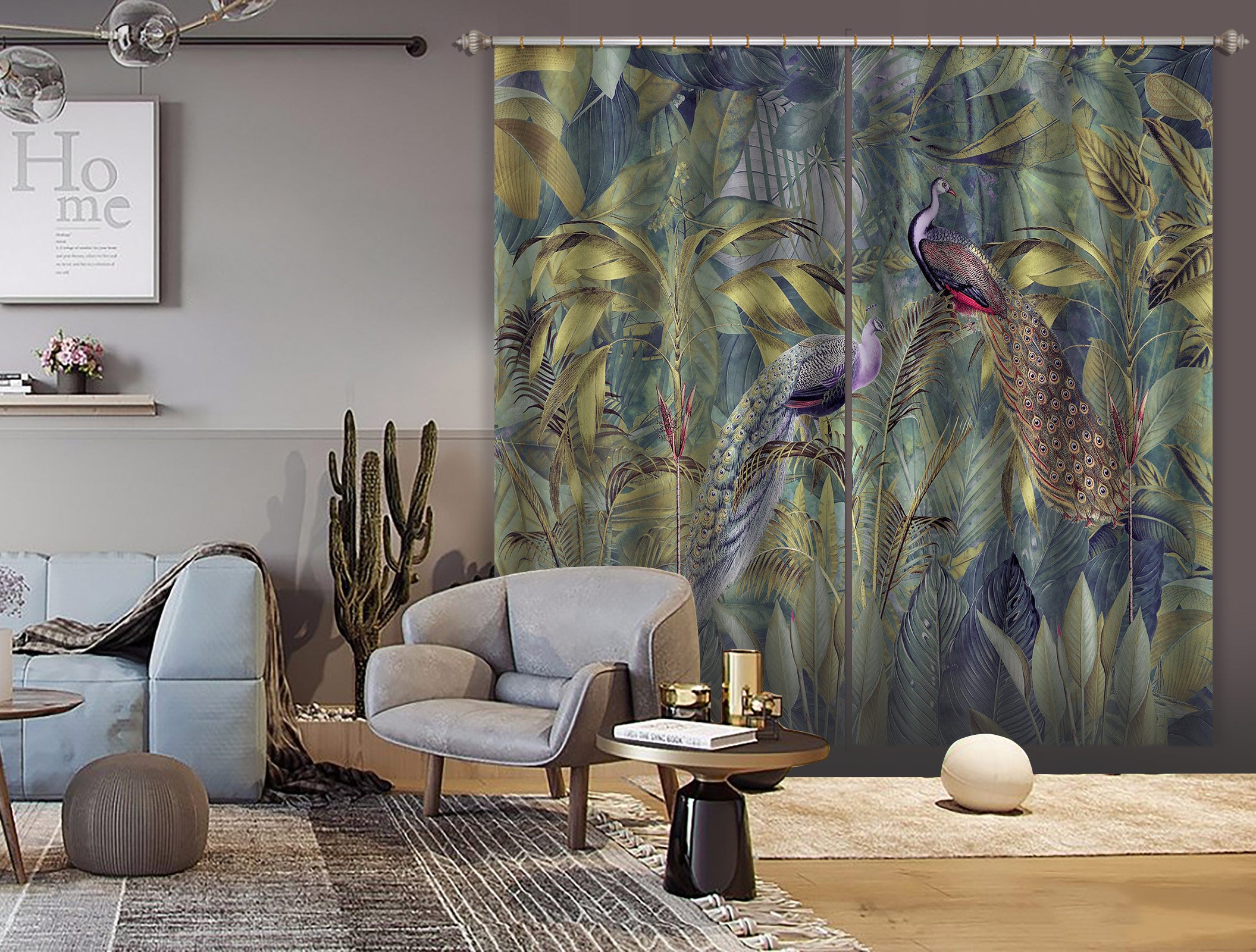 3D Peacock Jungle 017 Andrea haase Curtain Curtains Drapes