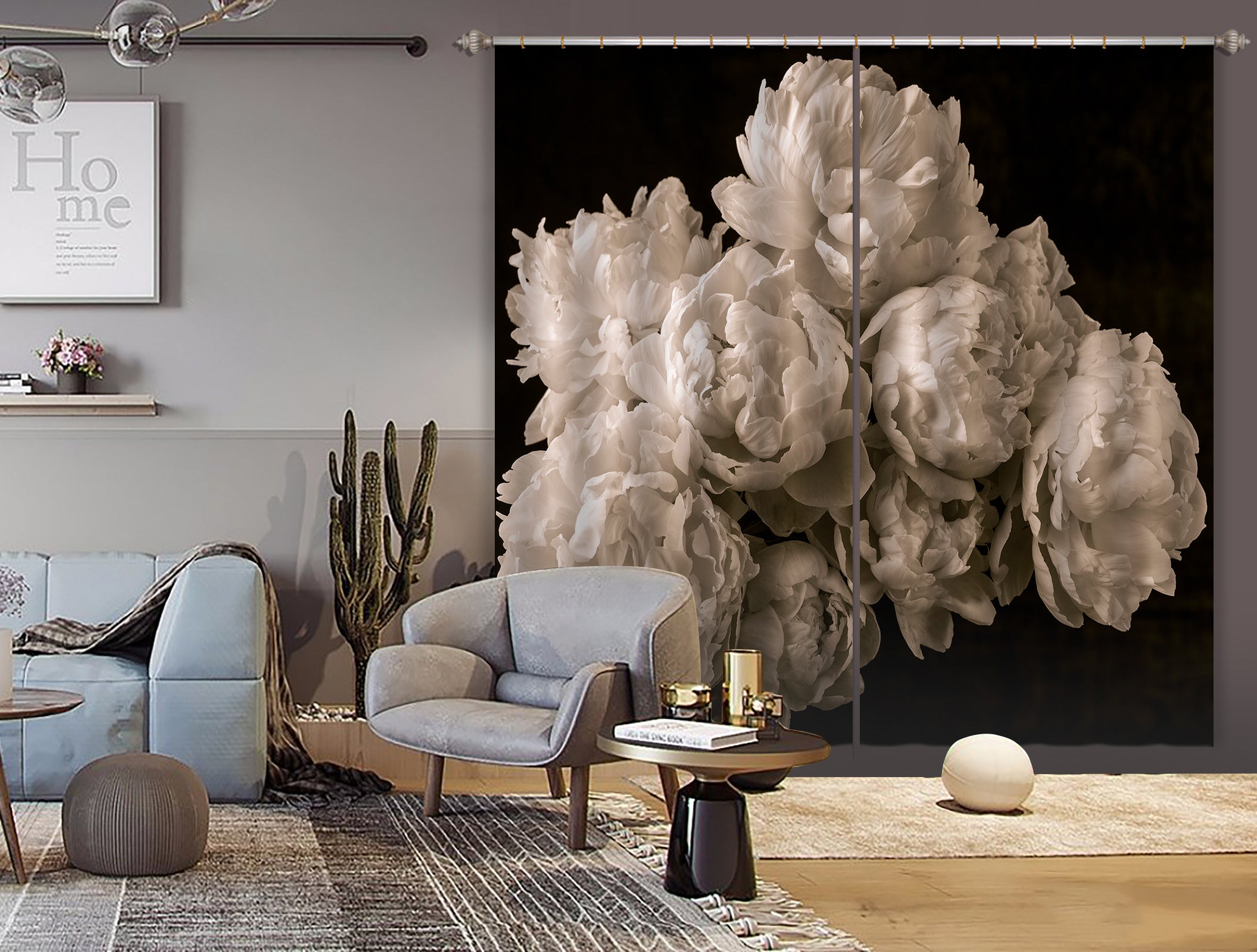 3D Gray Flower 6524 Assaf Frank Curtain Curtains Drapes