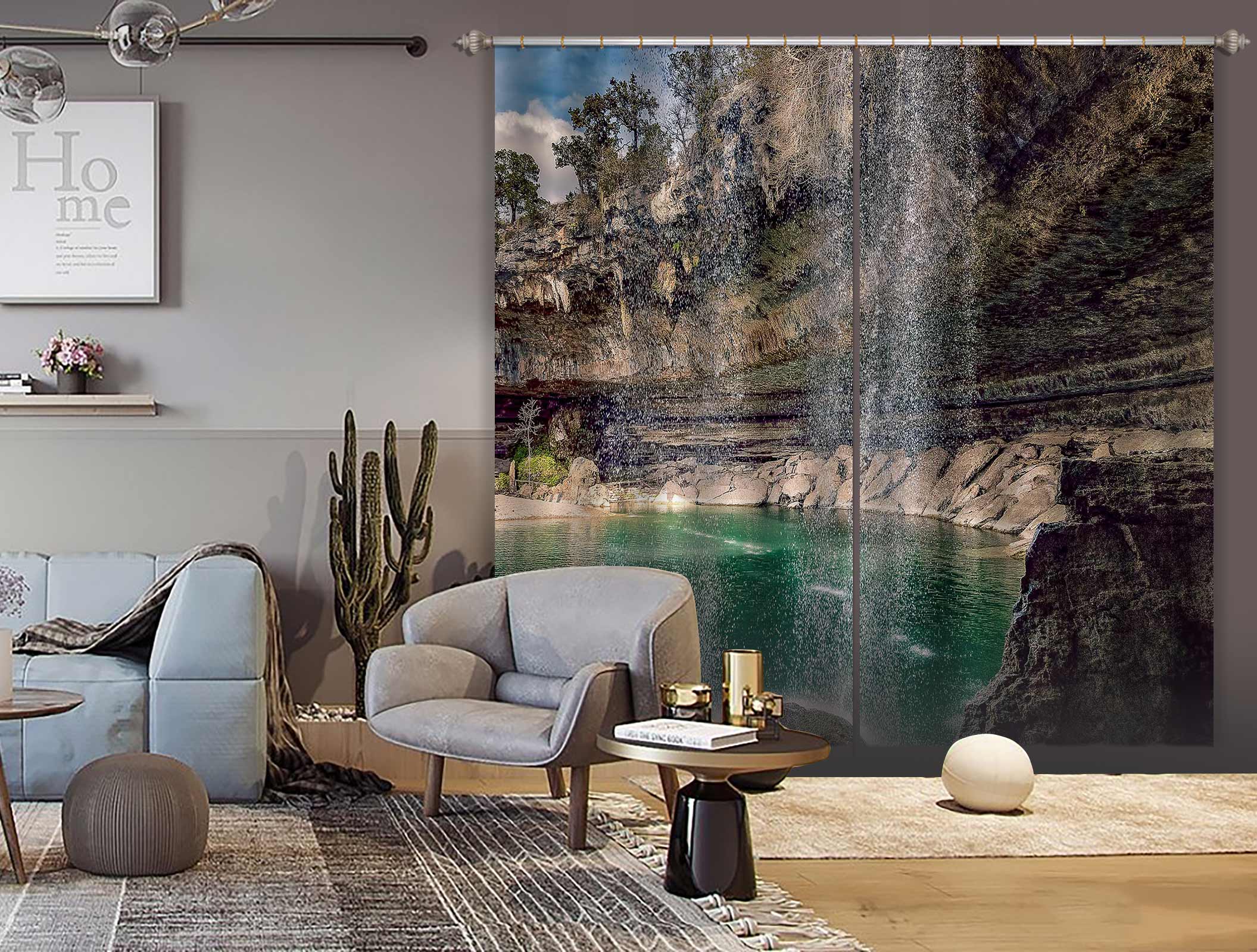 3D Waterfall Lake 5320 Beth Sheridan Curtain Curtains Drapes