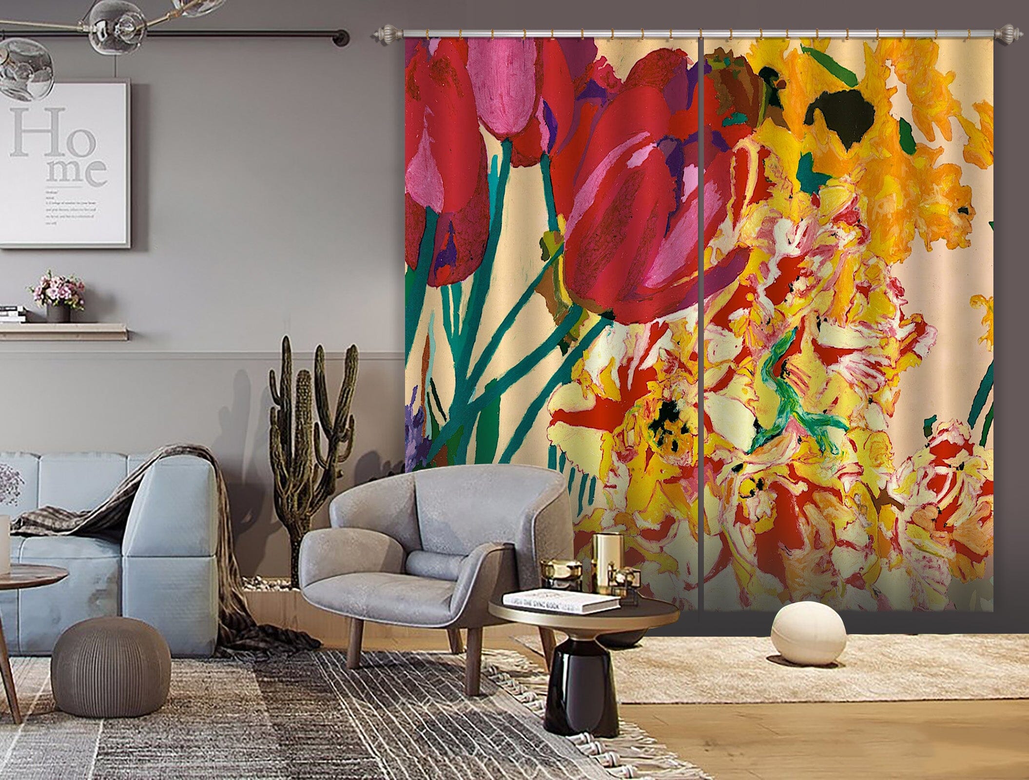 3D Colored Flowers 290 Allan P. Friedlander Curtain Curtains Drapes Curtains AJ Creativity Home