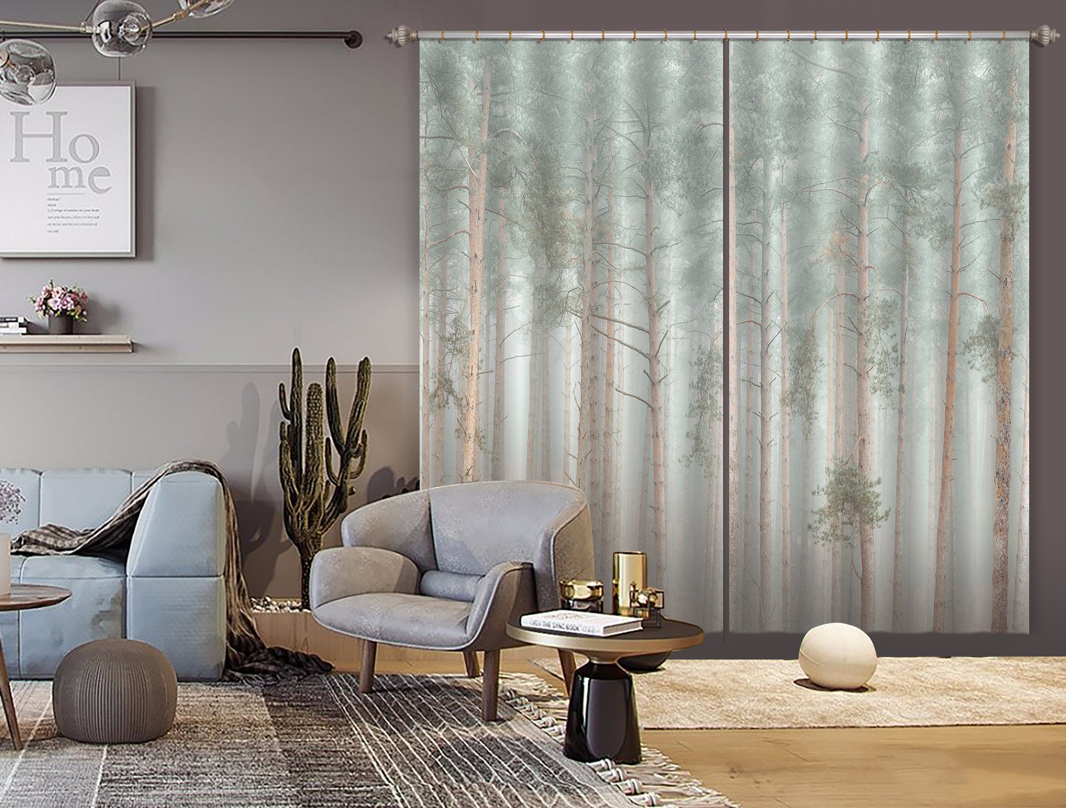 3D Green Trees 6592 Assaf Frank Curtain Curtains Drapes