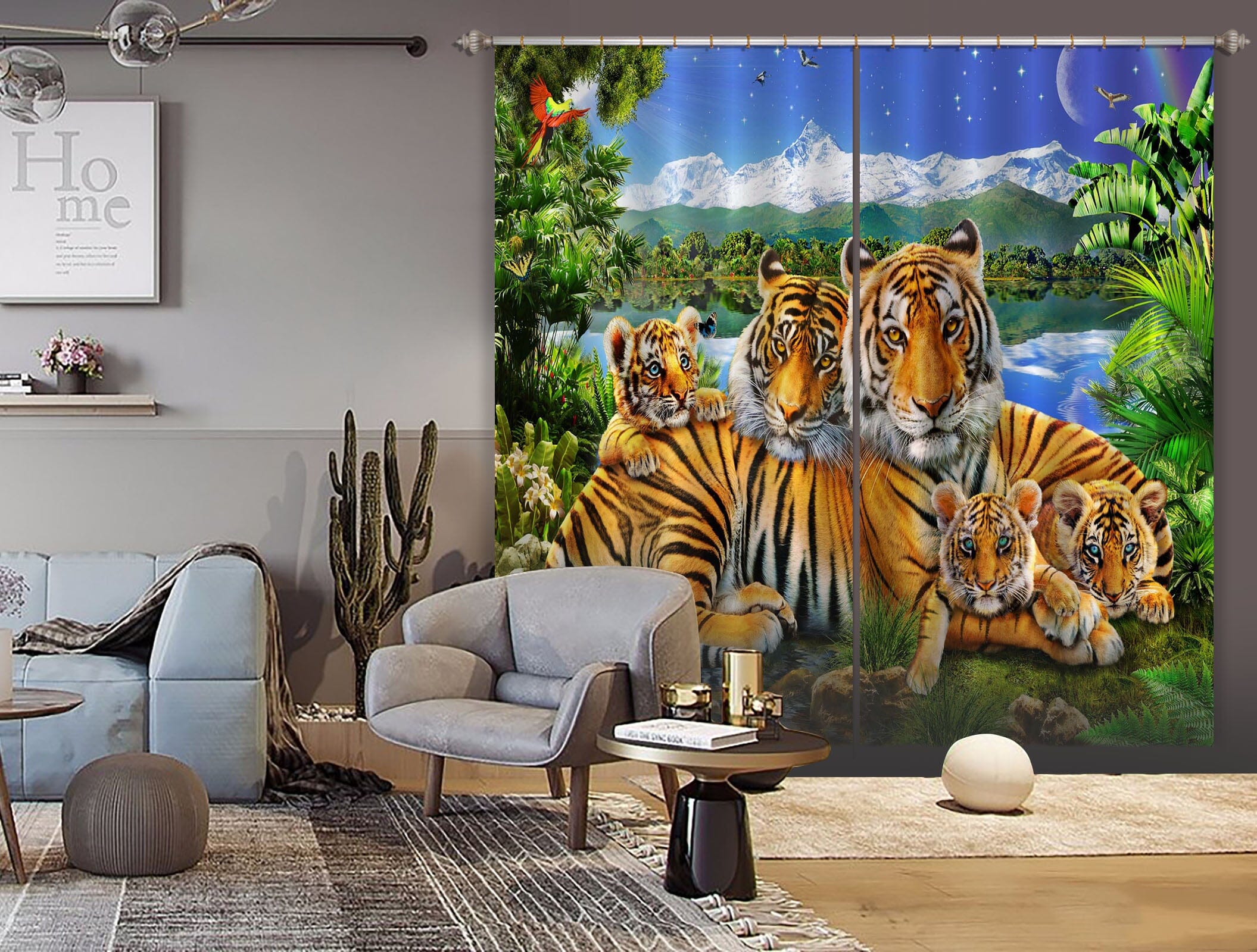 3D Loving Tigers 057 Adrian Chesterman Curtain Curtains Drapes Curtains AJ Creativity Home