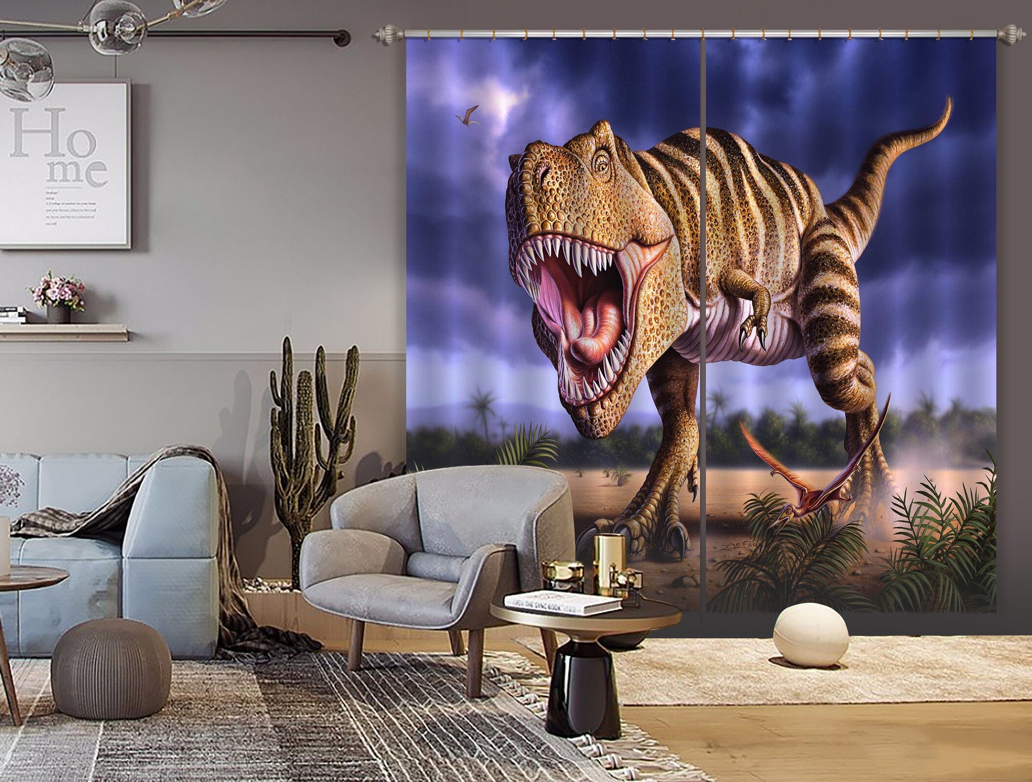 3D Fierce Dinosaur 056 Jerry LoFaro Curtain Curtains Drapes Curtains AJ Creativity Home