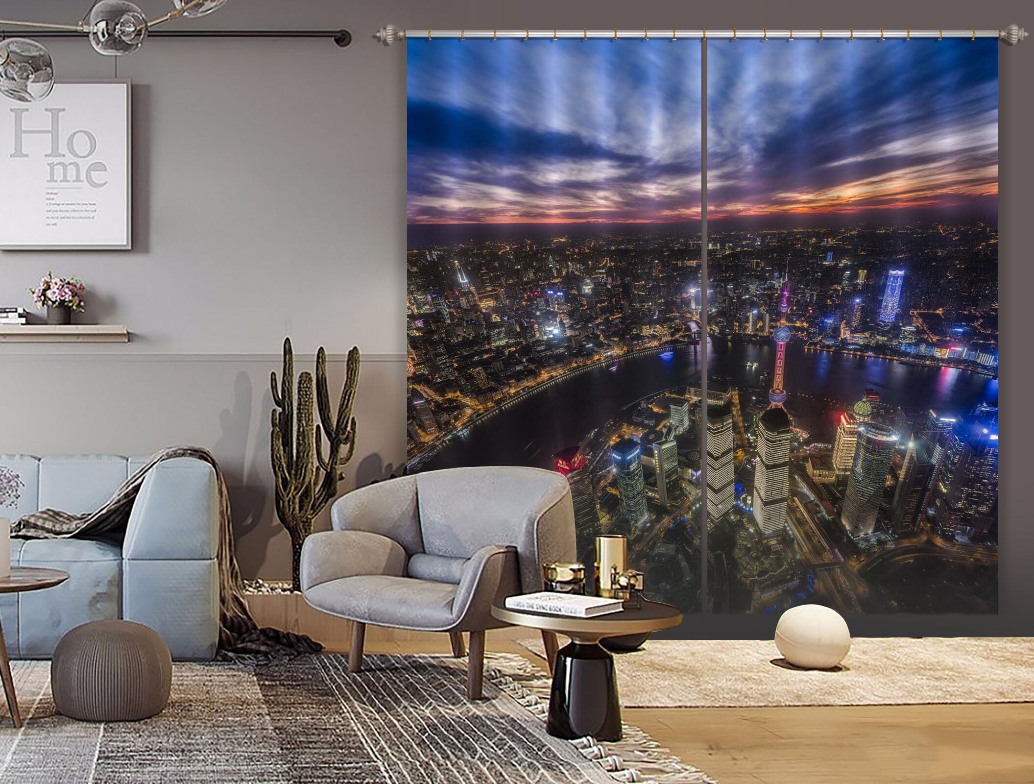 3D Night City 156 Marco Carmassi Curtain Curtains Drapes Curtains AJ Creativity Home