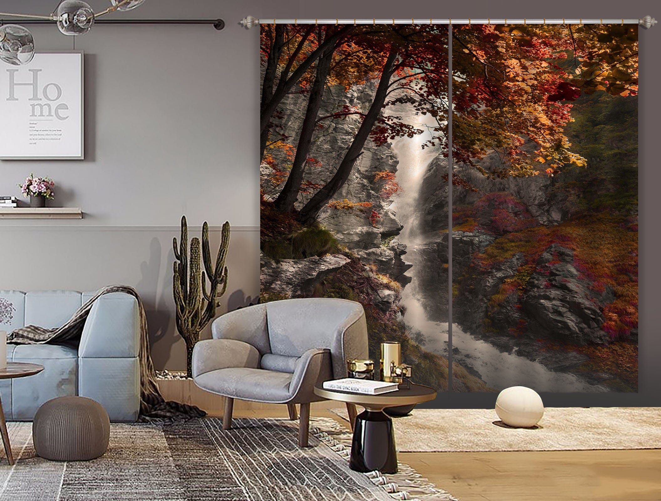 3D Forest Waterfall 140 Marco Carmassi Curtain Curtains Drapes Curtains AJ Creativity Home