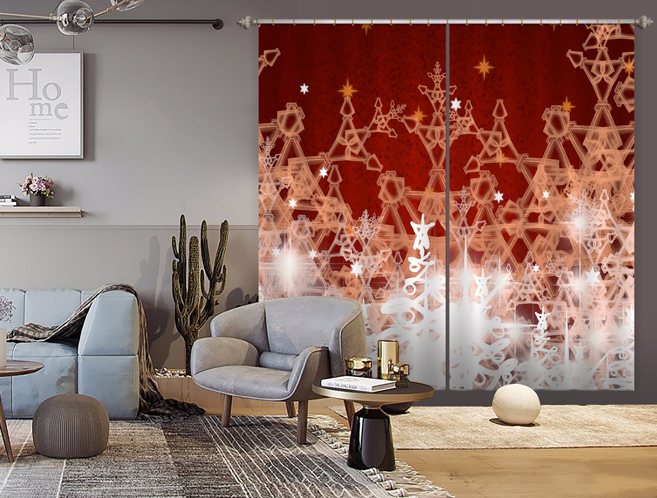 3D Snowflake 52074 Christmas Curtains Drapes Xmas