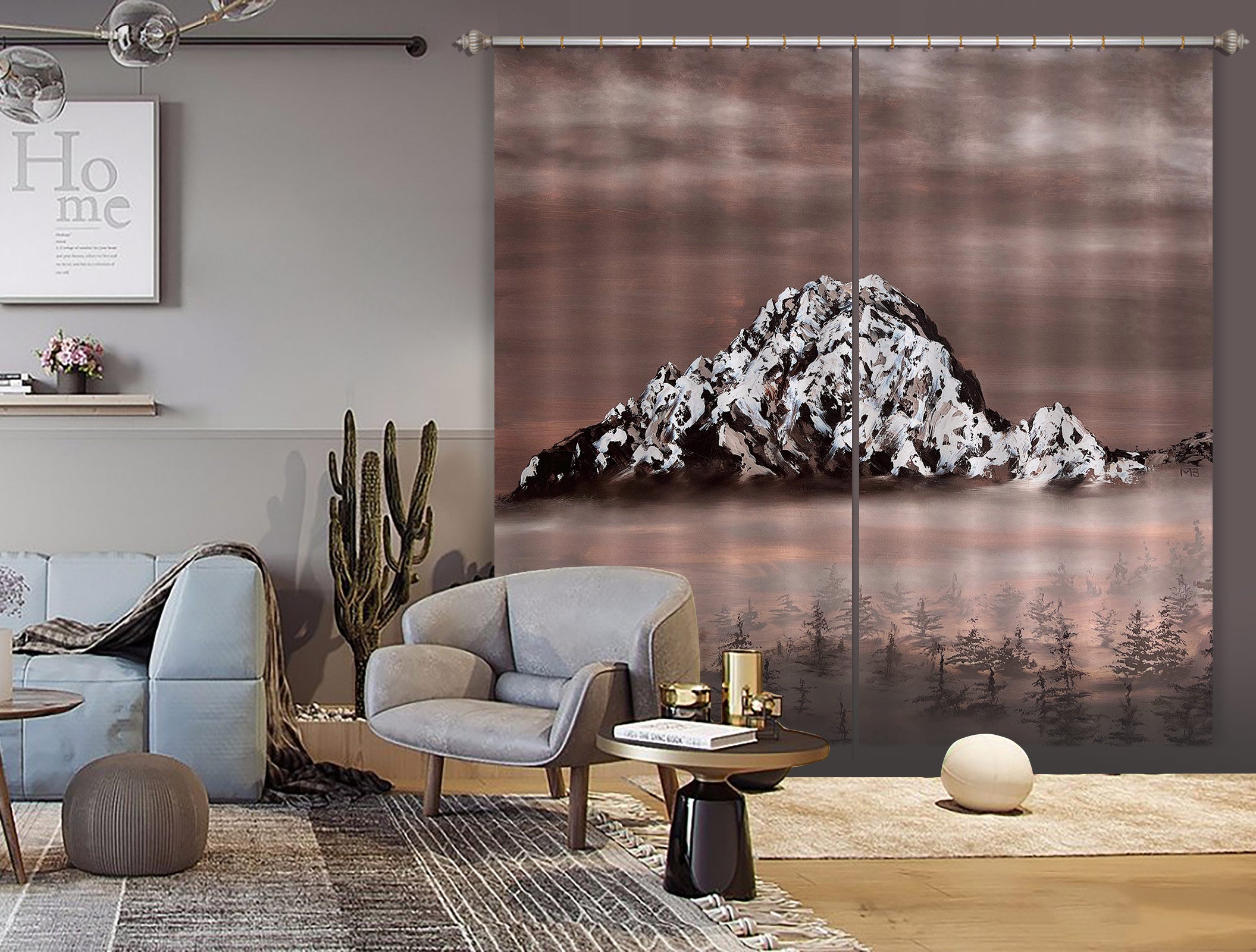 3D Snow Mountain Forest Fog 9769 Marina Zotova Curtain Curtains Drapes