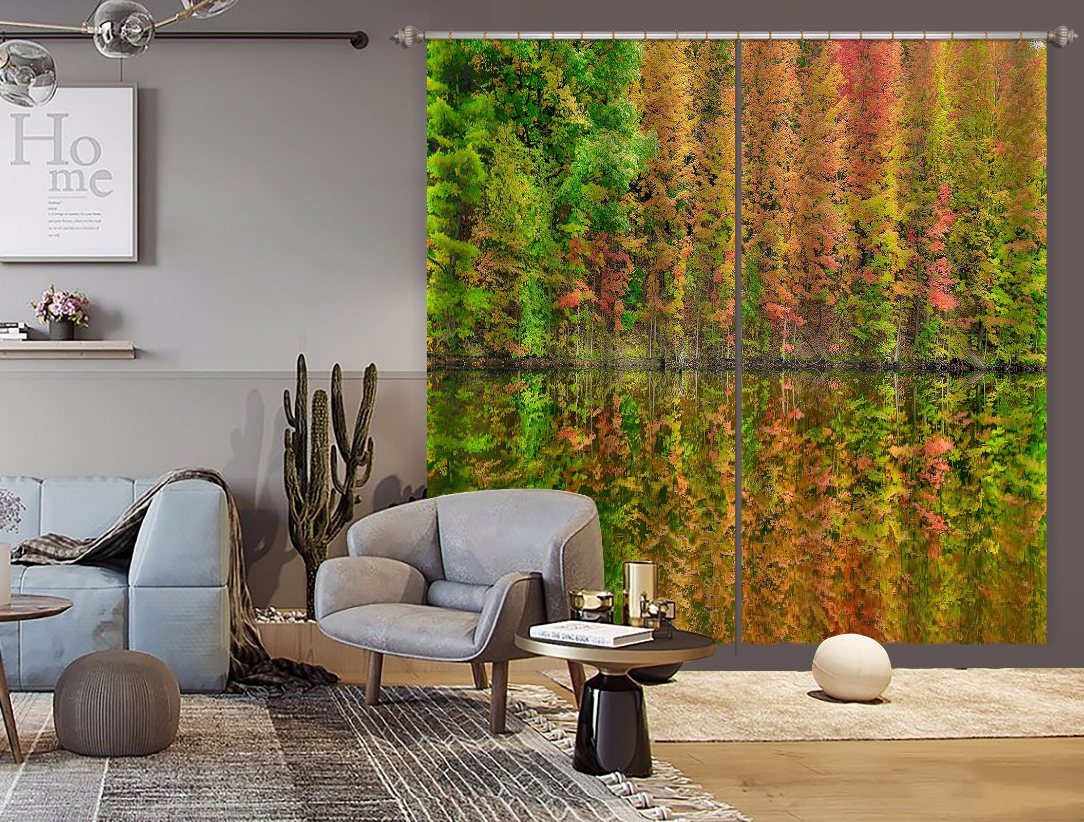 3D Fall Reflections 61217 Kathy Barefield Curtain Curtains Drapes