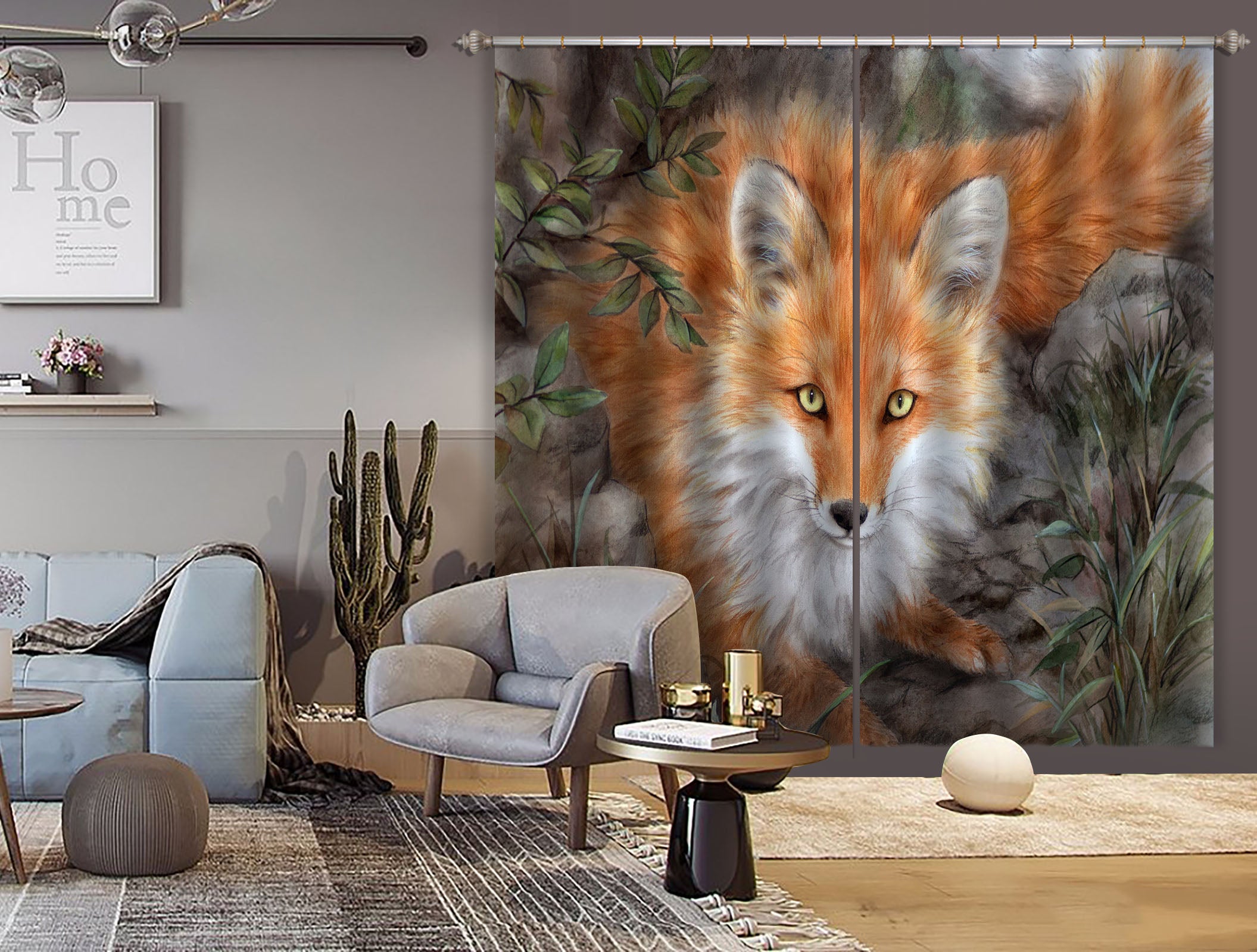 3D Orange Fox 9003 Kayomi Harai Curtain Curtains Drapes