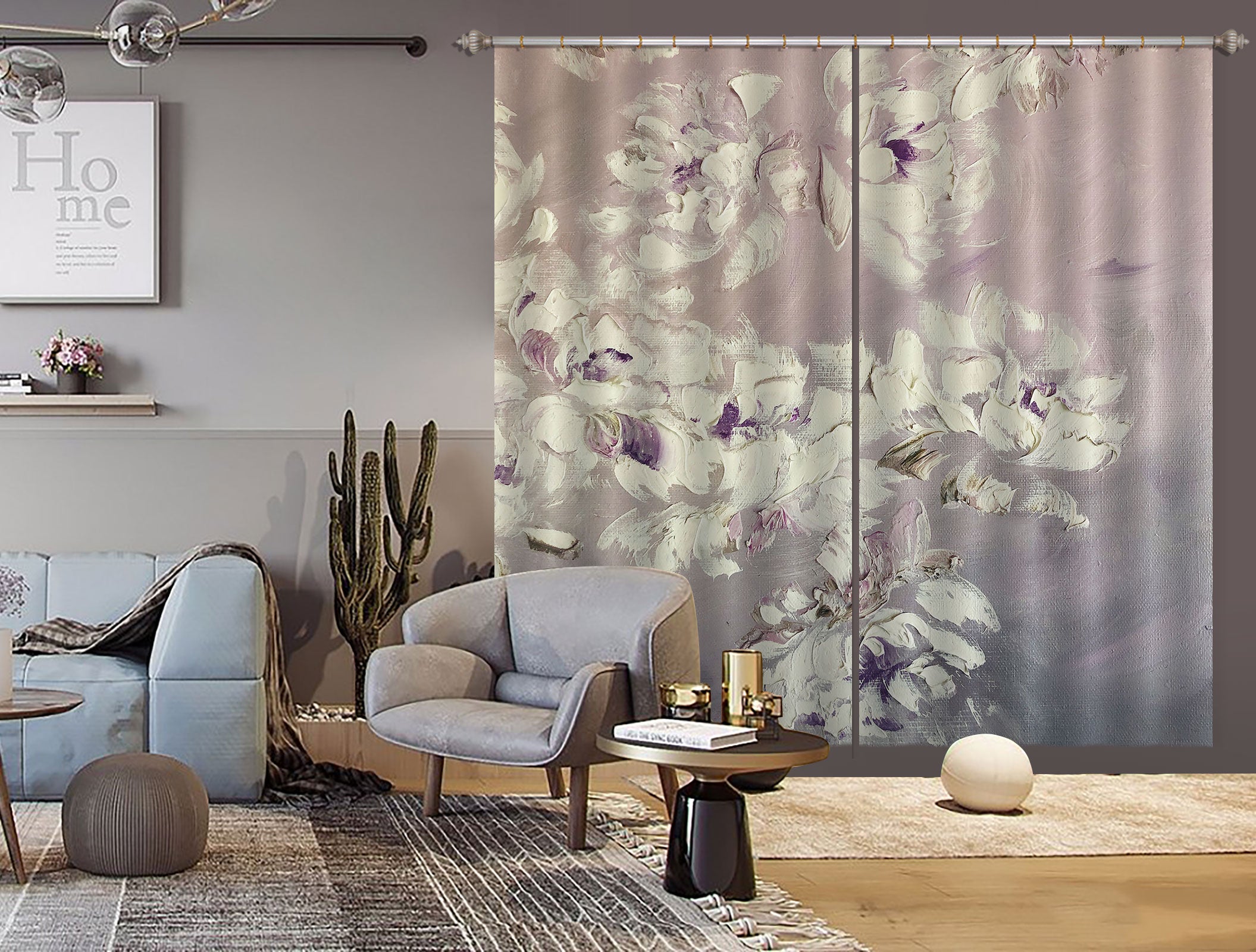 3D White Flower 414 Skromova Marina Curtain Curtains Drapes