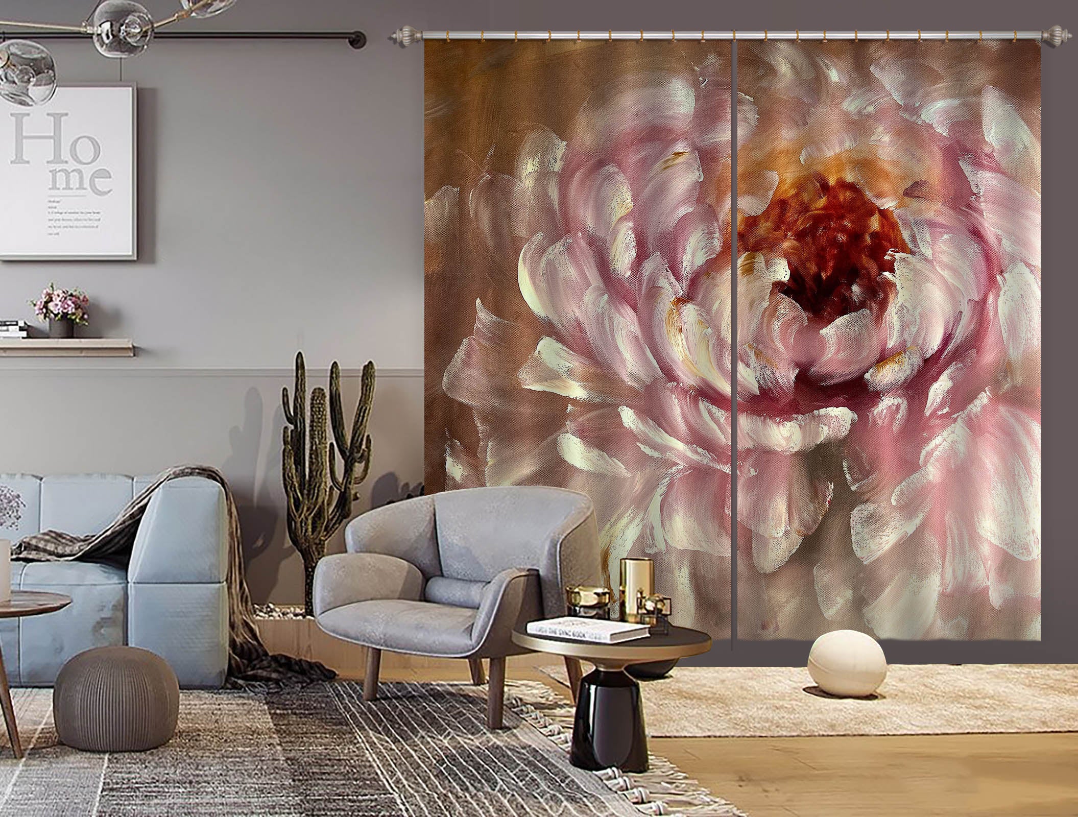 3D Pink Flower 3025 Skromova Marina Curtain Curtains Drapes