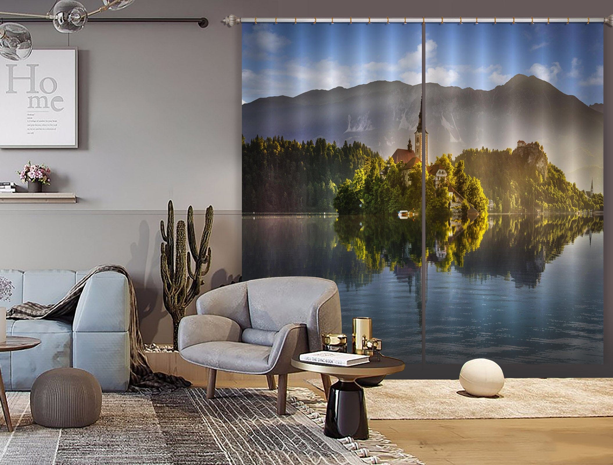 3D Forest Lake 053 Marco Carmassi Curtain Curtains Drapes Curtains AJ Creativity Home