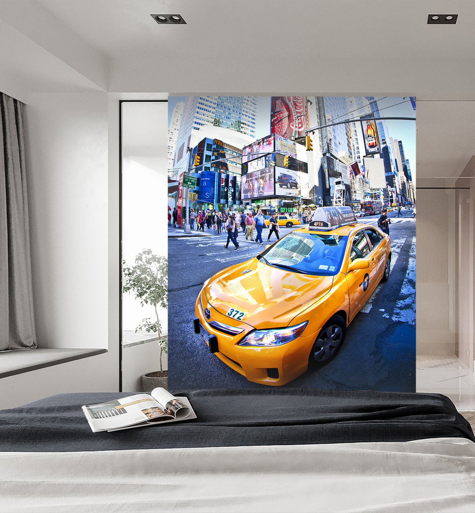 3D City Taxi 444 Vehicle Wall Murals