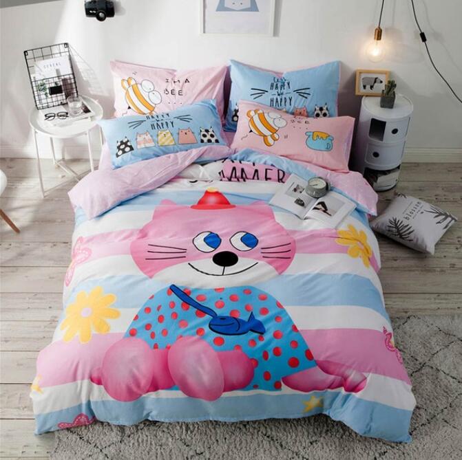 3D Pink Cat 7129 Bed Pillowcases Quilt