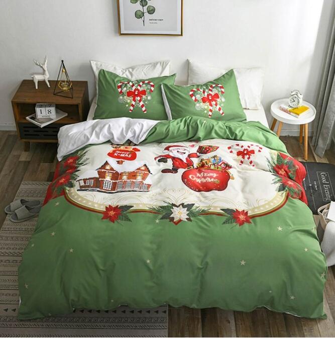 3D Green Background Christmas 6139 Bed Pillowcases Quilt