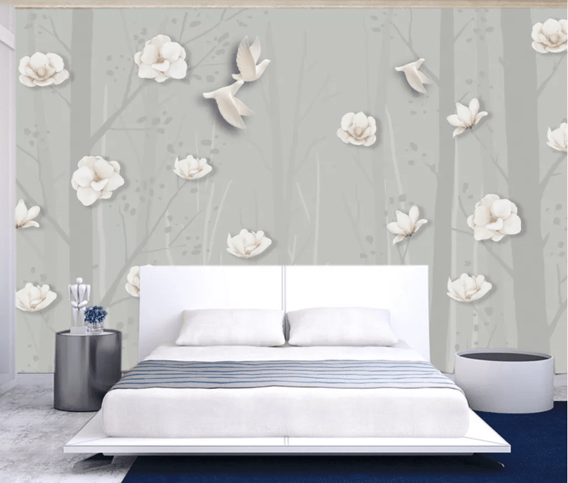 3D Pigeon Flower WC978 Wall Murals Wallpaper AJ Wallpaper 2