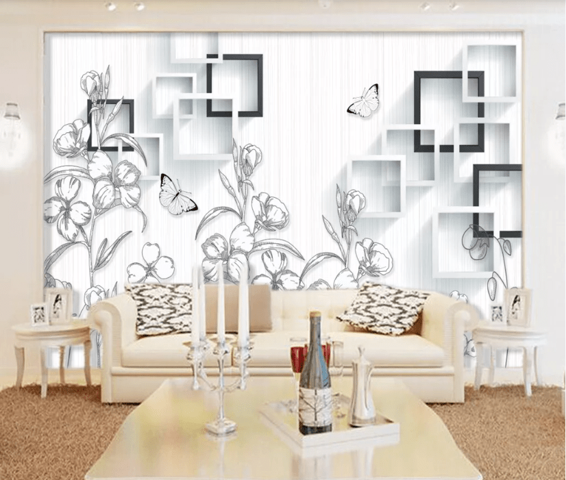 3D Sketch Flower WC971 Wall Murals Wallpaper AJ Wallpaper 2