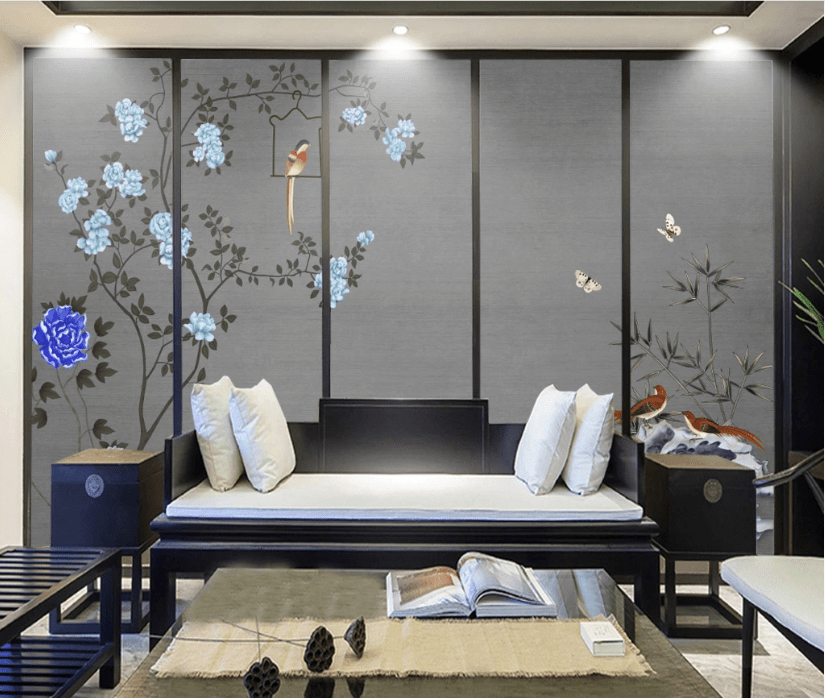 3D Blue Rose Bird WC966 Wall Murals Wallpaper AJ Wallpaper 2