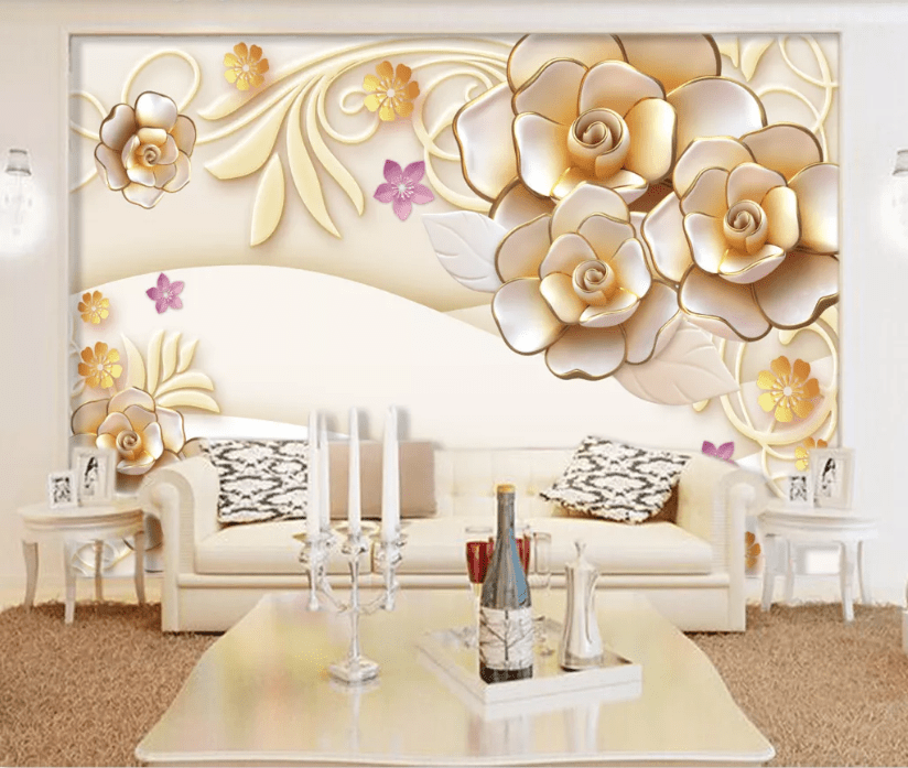3D Yellow Flower WC965 Wall Murals Wallpaper AJ Wallpaper 2