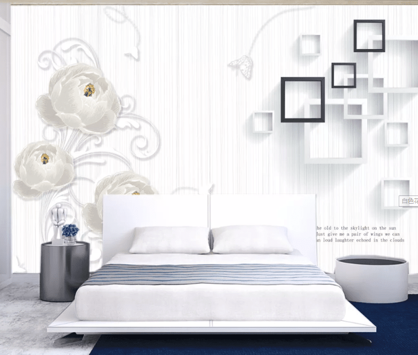 3D White Flower WC956 Wall Murals Wallpaper AJ Wallpaper 2