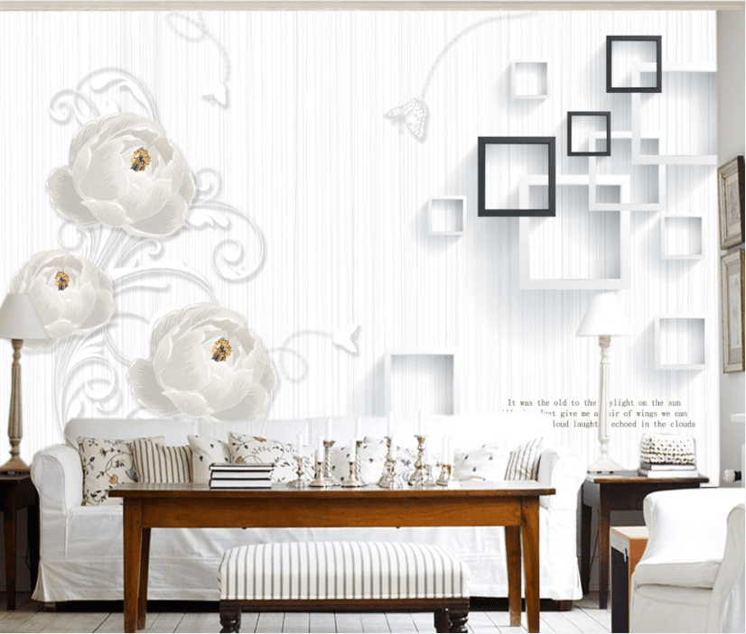 3D White Flower WC956 Wall Murals Wallpaper AJ Wallpaper 2