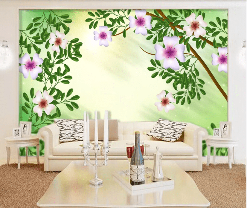 3D Plum Leaves WC954 Wall Murals Wallpaper AJ Wallpaper 2