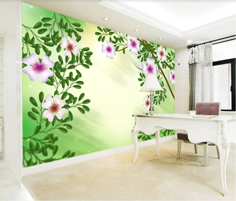 3D Plum Leaves WC954 Wall Murals Wallpaper AJ Wallpaper 2