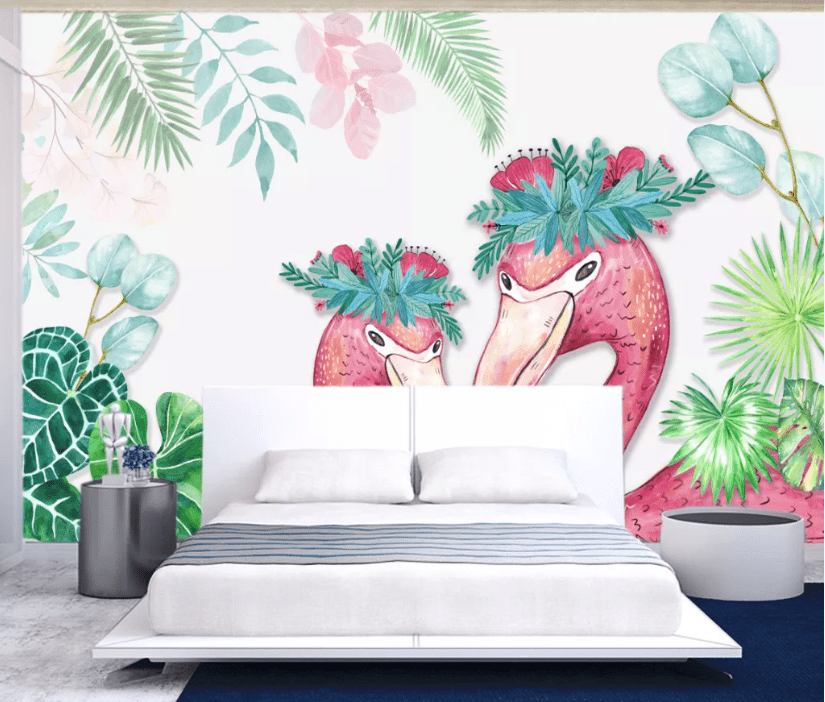 3D Cute Flamingo WC953 Wall Murals Wallpaper AJ Wallpaper 2