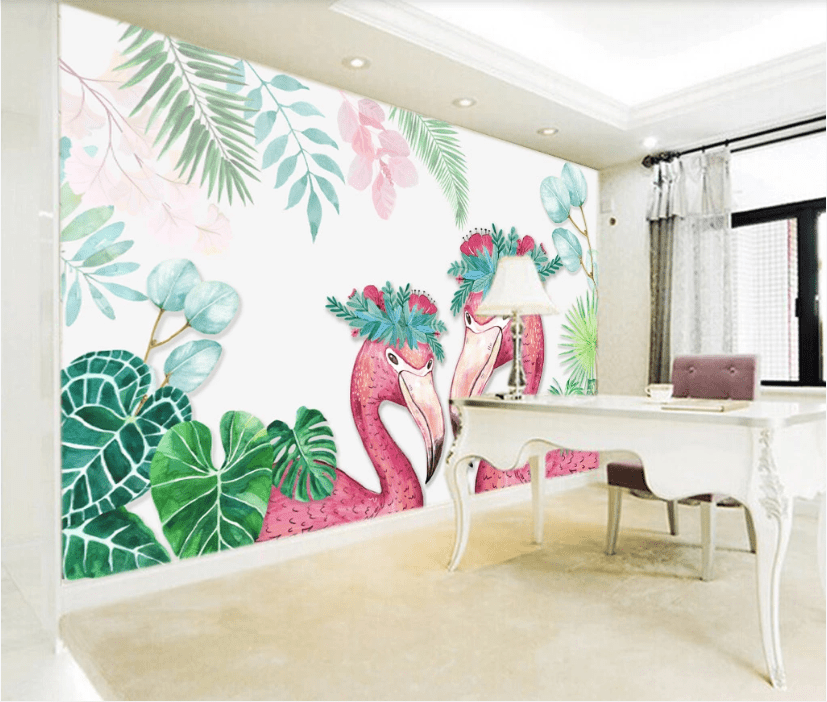 3D Cute Flamingo WC953 Wall Murals Wallpaper AJ Wallpaper 2