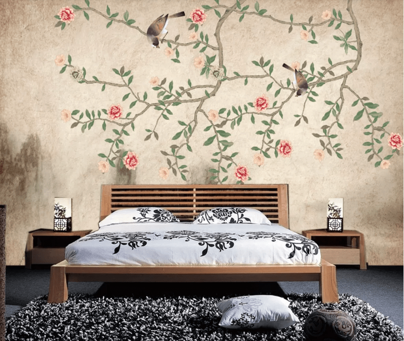3D Rose Bird WC944 Wall Murals Wallpaper AJ Wallpaper 2