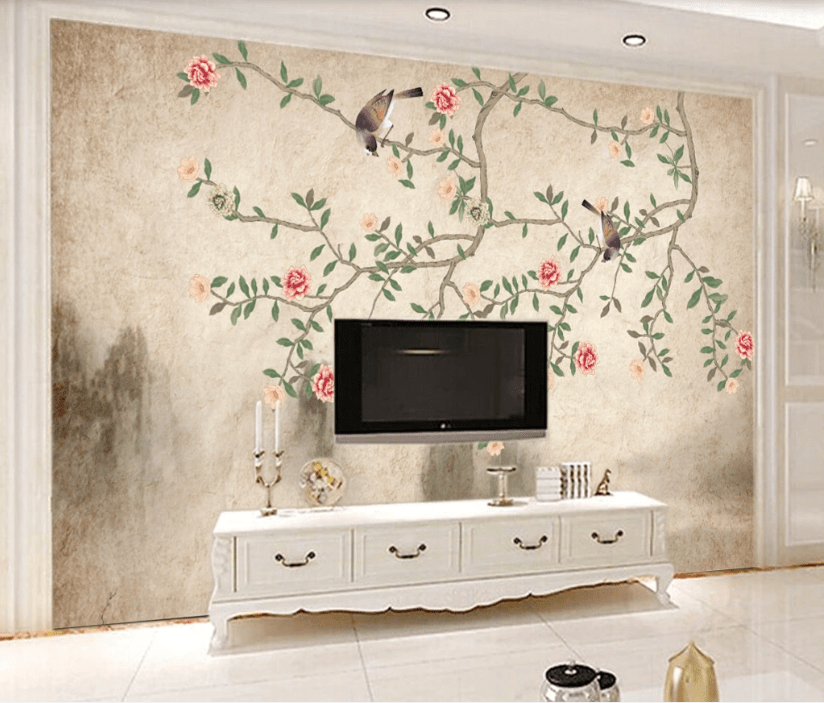 3D Rose Bird WC944 Wall Murals Wallpaper AJ Wallpaper 2