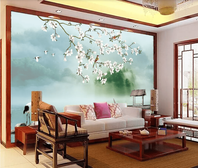 3D Crane Bird WC895 Wall Murals Wallpaper AJ Wallpaper 2