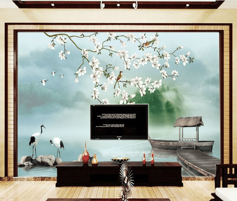 3D Crane Bird WC895 Wall Murals Wallpaper AJ Wallpaper 2